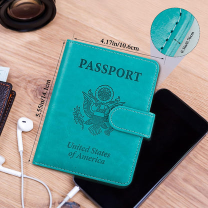 Passport Holder for Travel Women Men, Valentines Day Gifts PU Leather Wallet Cover Case Sleeve, Waterproof Protected Document Organizer, Vacation Plane Cruise Travel Essentials