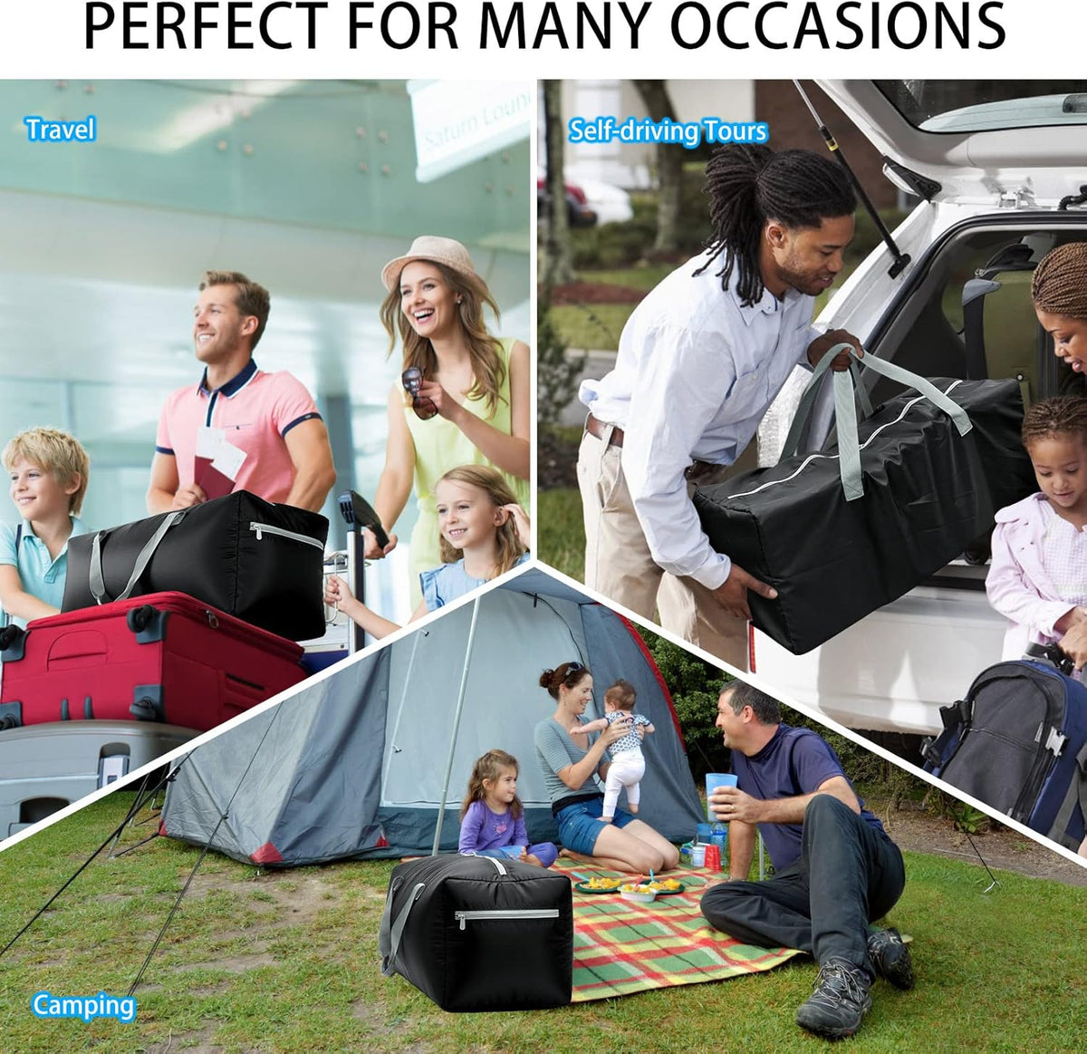 Foldable Duffel Bag 30" / 75L Lightweight with Water Rresistant for Travel-Black