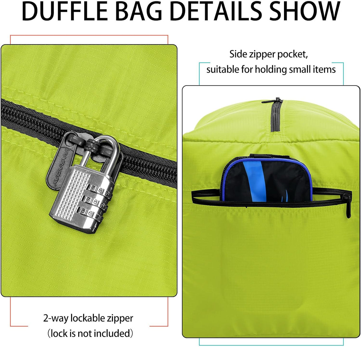 Foldable Duffel Bag 30" / 75L Lightweight with Water Rresistant for Travel-Black