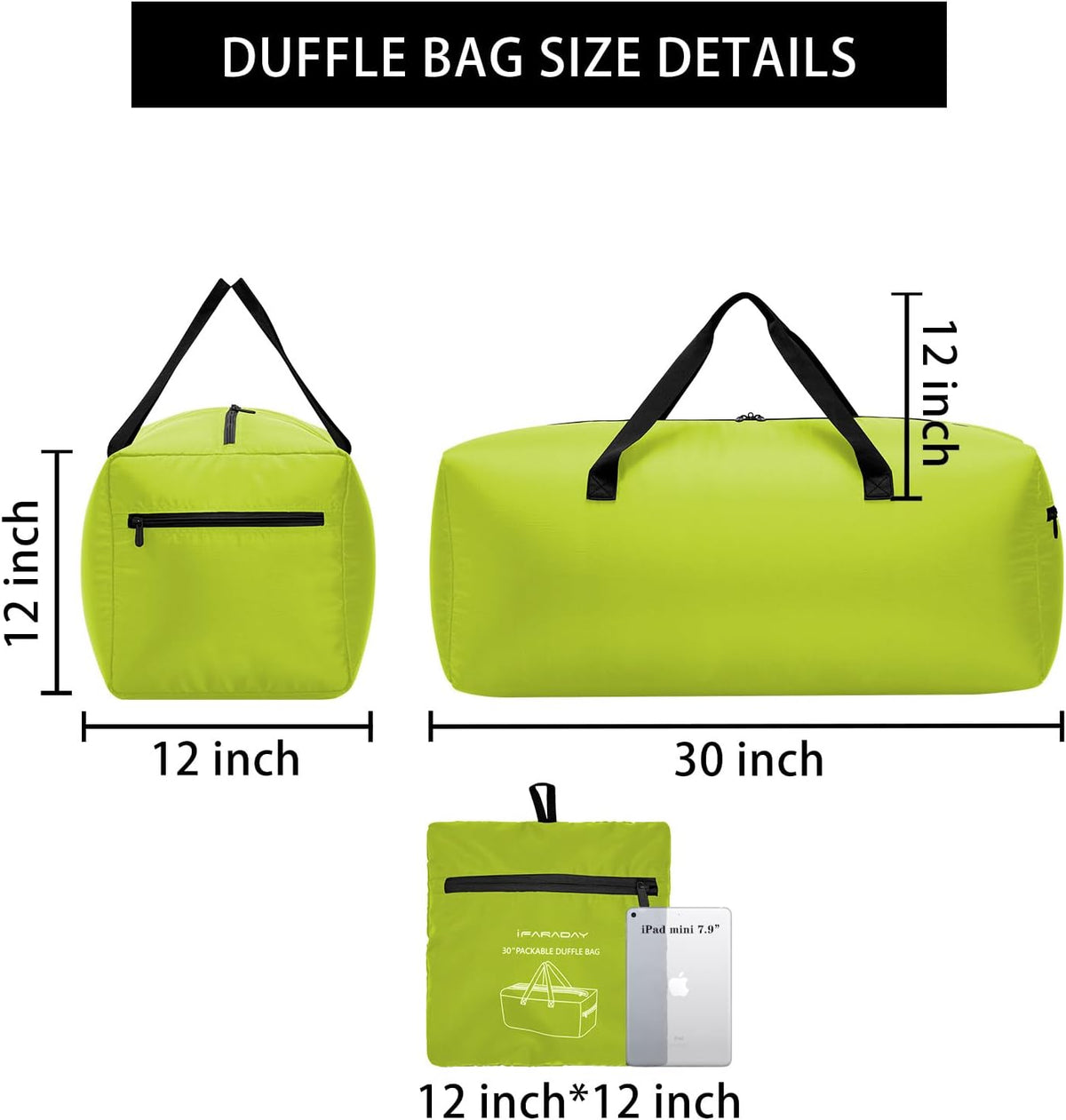 Foldable Duffel Bag 30" / 75L Lightweight with Water Rresistant for Travel-Black