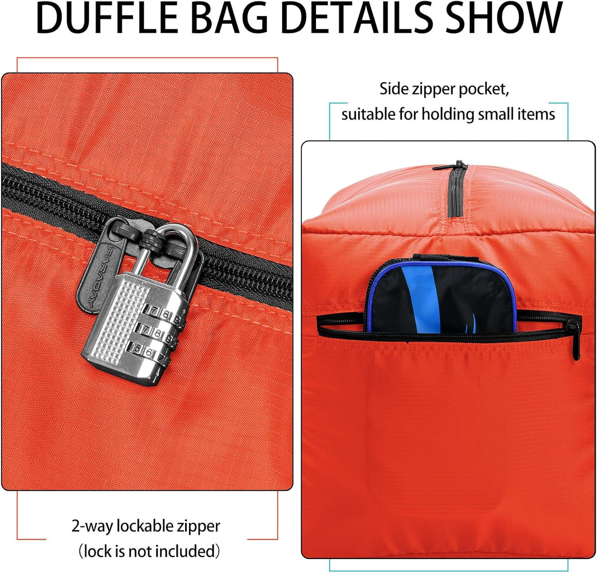 Foldable Duffel Bag 30" / 75L Lightweight with Water Rresistant for Travel-Black
