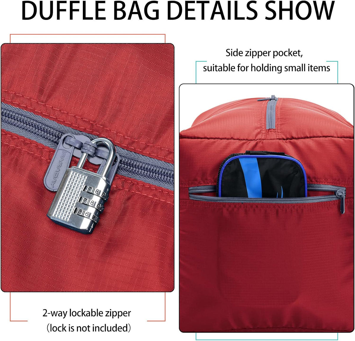 Foldable Duffel Bag 30" / 75L Lightweight with Water Rresistant for Travel-Black
