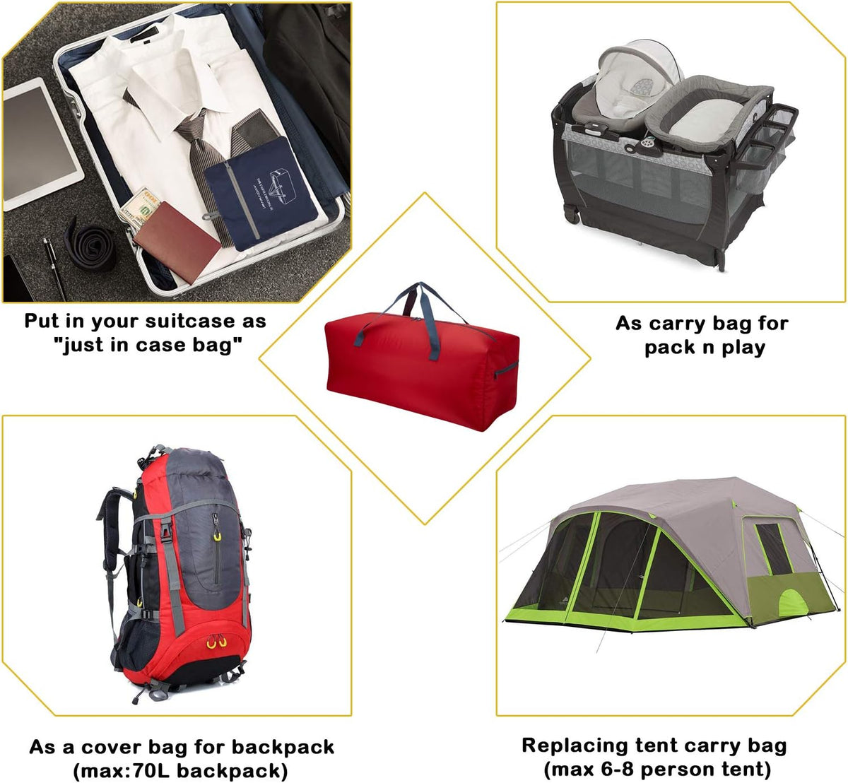 Foldable Duffel Bag 30" / 75L Lightweight with Water Rresistant for Travel-Black