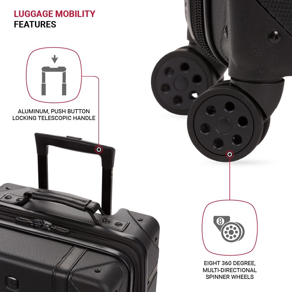 7739 Hardside Luggage Trunk with Spinner Wheels, White, Carry-On 19-Inch