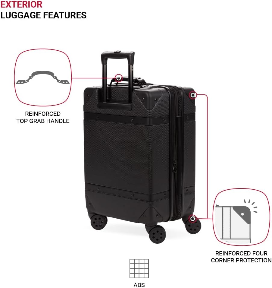7739 Hardside Luggage Trunk with Spinner Wheels, White, Carry-On 19-Inch