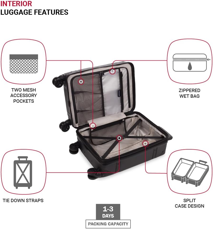 7739 Hardside Luggage Trunk with Spinner Wheels, White, Carry-On 19-Inch