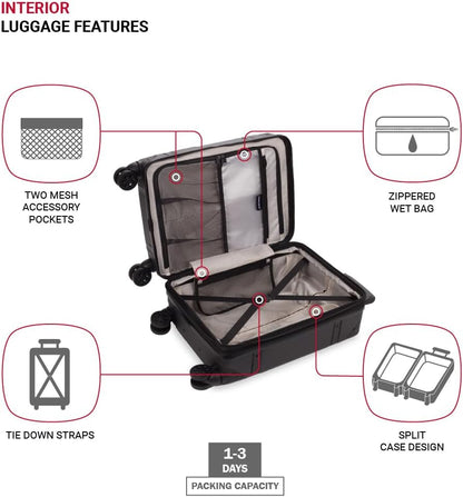 7739 Hardside Luggage Trunk with Spinner Wheels, White, Carry-On 19-Inch