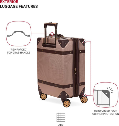 7739 Hardside Luggage Trunk with Spinner Wheels, White, Carry-On 19-Inch