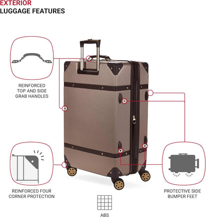 7739 Hardside Luggage Trunk with Spinner Wheels, White, Carry-On 19-Inch