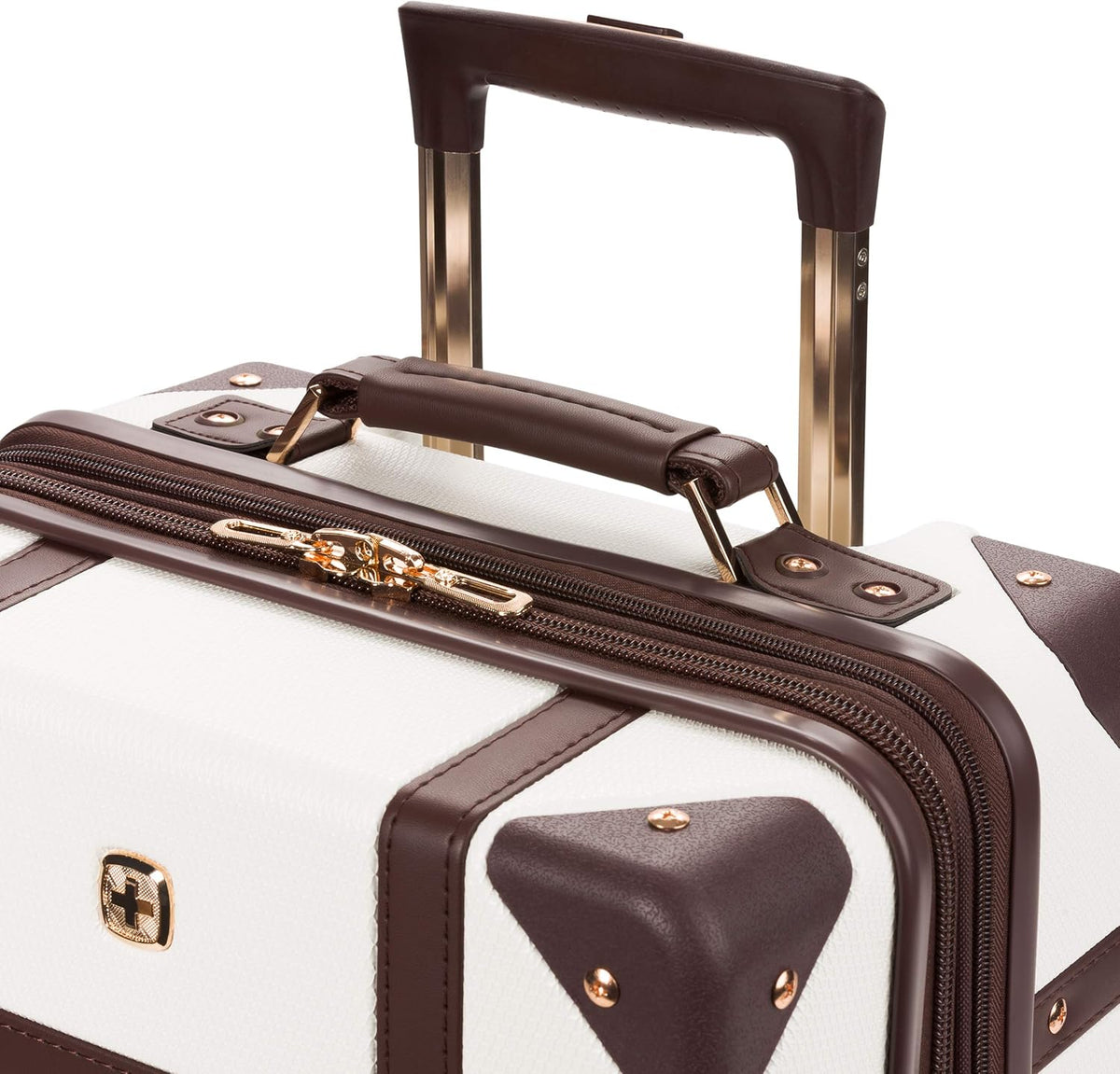 7739 Hardside Luggage Trunk with Spinner Wheels, White, Carry-On 19-Inch