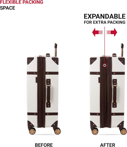 7739 Hardside Luggage Trunk with Spinner Wheels, White, Carry-On 19-Inch