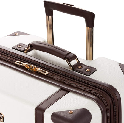 7739 Hardside Luggage Trunk with Spinner Wheels, White, Carry-On 19-Inch