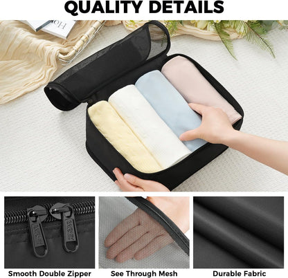 9 Set Packing Cubes with Packing List Luggage Packing Organizers for Travel Accessories (Black)