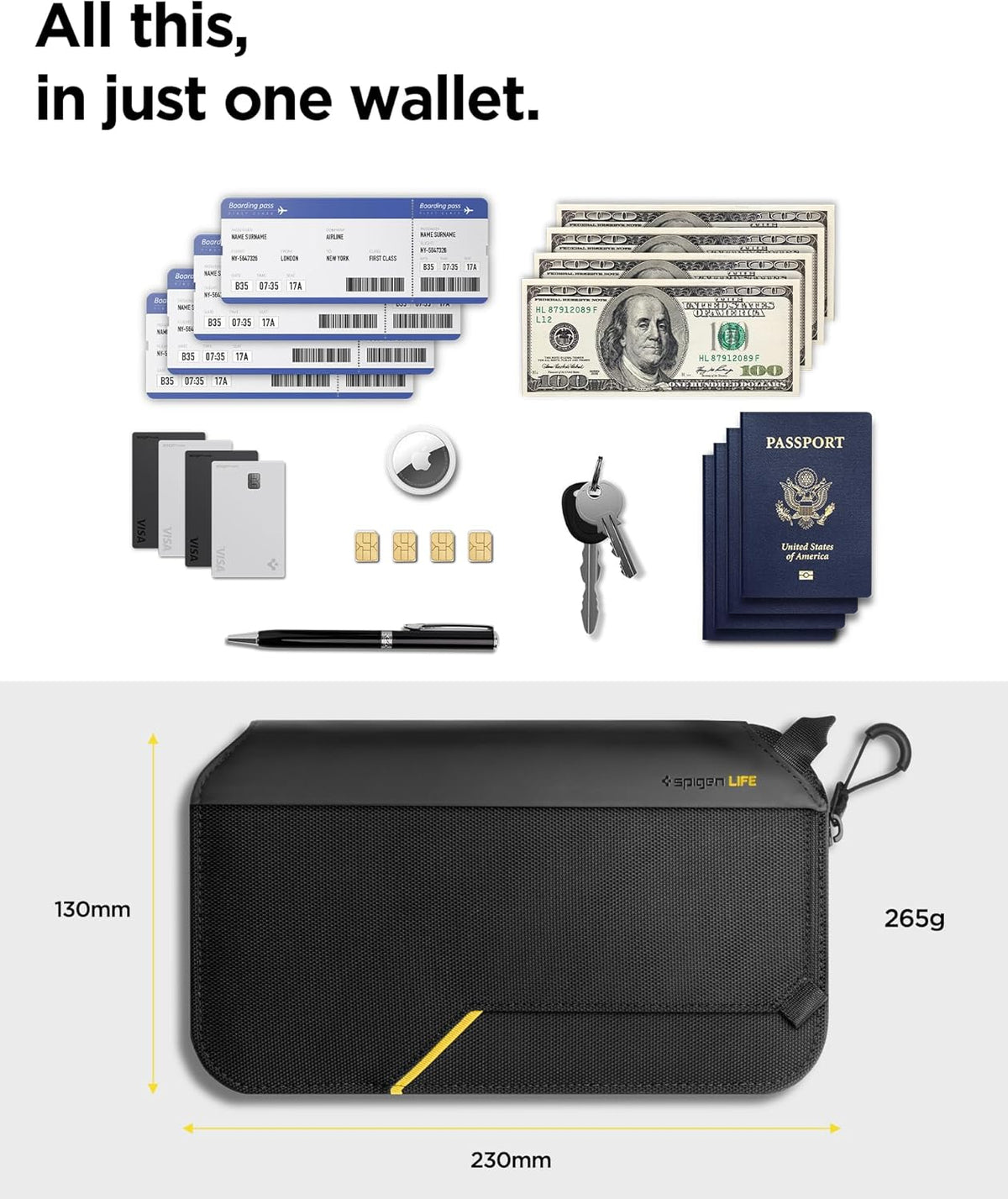 Life for Passport Card Cover Holder with RFID Blocking Technology Wallet Travel Documents Organizer Protector Accessories, SIM Card Pin Included