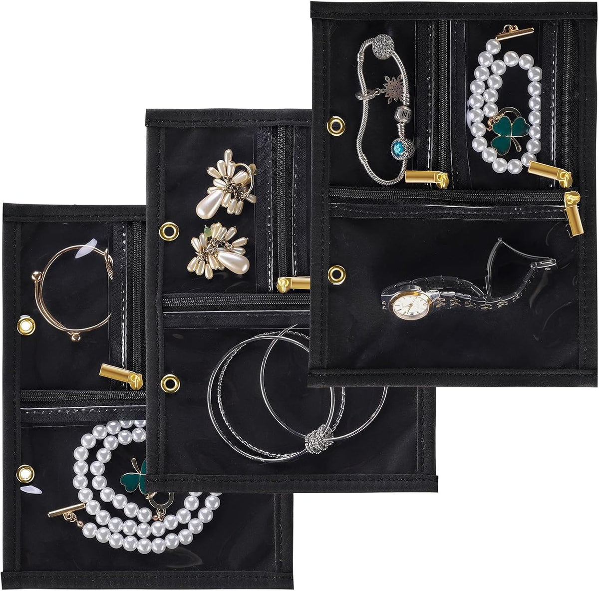 Travel Jewelry Case Organizer for Women, Jewelry Storage Book with Small Pouch, Travel Jewelry Bag Case for Traveling Necklace, Earrings, Rings, Bracelet Organizer