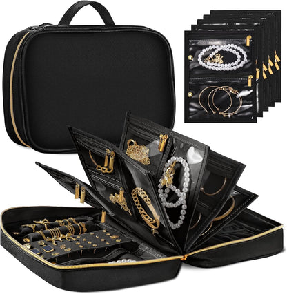 Travel Jewelry Case Organizer for Women, Jewelry Storage Book with Small Pouch, Travel Jewelry Bag Case for Traveling Necklace, Earrings, Rings, Bracelet Organizer