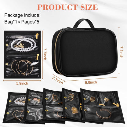 Travel Jewelry Case Organizer for Women, Jewelry Storage Book with Small Pouch, Travel Jewelry Bag Case for Traveling Necklace, Earrings, Rings, Bracelet Organizer