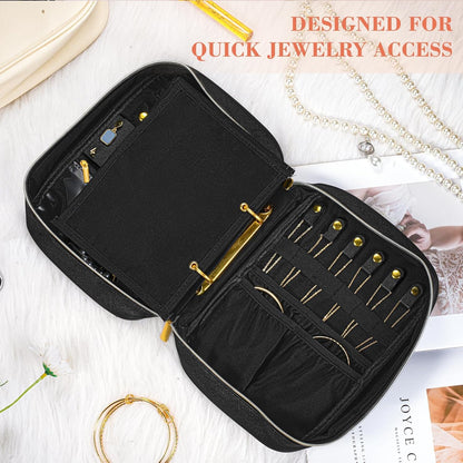 Travel Jewelry Case Organizer for Women, Jewelry Storage Book with Small Pouch, Travel Jewelry Bag Case for Traveling Necklace, Earrings, Rings, Bracelet Organizer