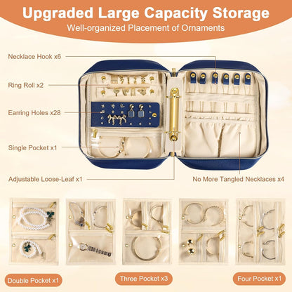 Travel Jewelry Case Organizer for Women, Jewelry Storage Book with Small Pouch, Travel Jewelry Bag Case for Traveling Necklace, Earrings, Rings, Bracelet Organizer