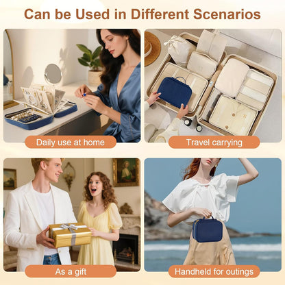 Travel Jewelry Case Organizer for Women, Jewelry Storage Book with Small Pouch, Travel Jewelry Bag Case for Traveling Necklace, Earrings, Rings, Bracelet Organizer