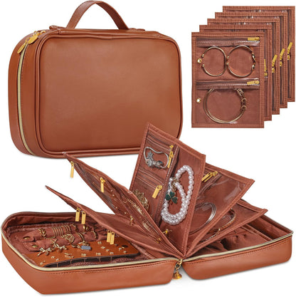Travel Jewelry Case Organizer for Women, Jewelry Storage Book with Small Pouch, Travel Jewelry Bag Case for Traveling Necklace, Earrings, Rings, Bracelet Organizer