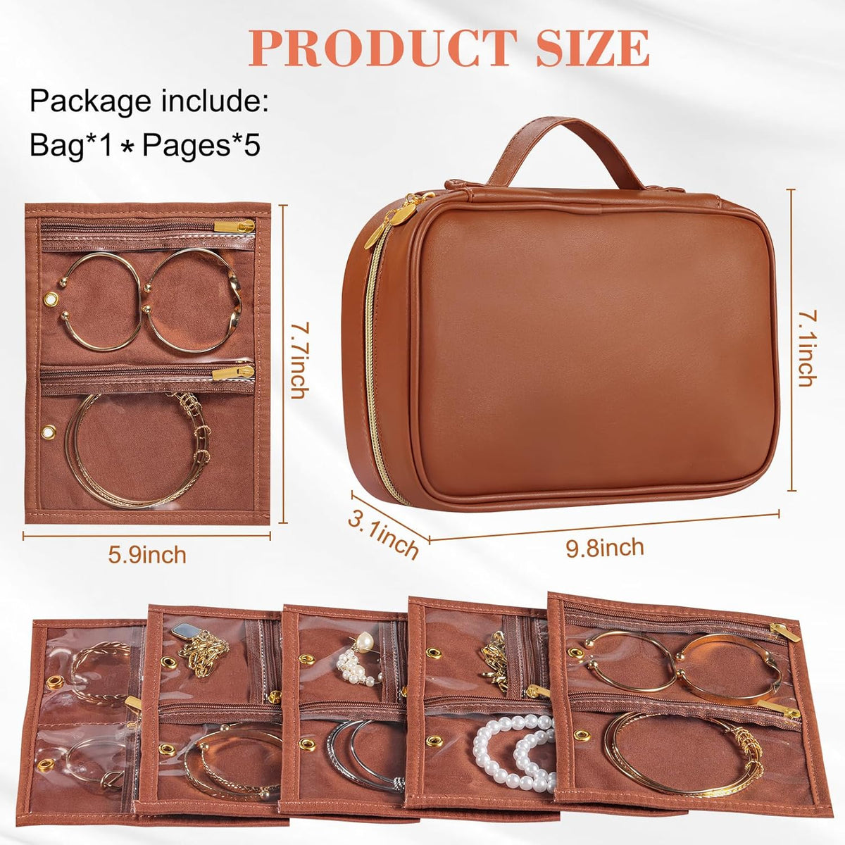Travel Jewelry Case Organizer for Women, Jewelry Storage Book with Small Pouch, Travel Jewelry Bag Case for Traveling Necklace, Earrings, Rings, Bracelet Organizer