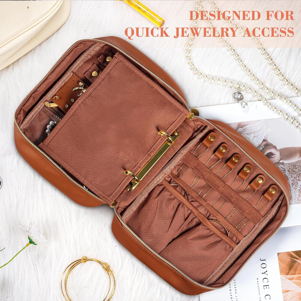 Travel Jewelry Case Organizer for Women, Jewelry Storage Book with Small Pouch, Travel Jewelry Bag Case for Traveling Necklace, Earrings, Rings, Bracelet Organizer