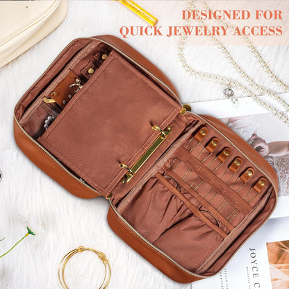 Travel Jewelry Case Organizer for Women, Jewelry Storage Book with Small Pouch, Travel Jewelry Bag Case for Traveling Necklace, Earrings, Rings, Bracelet Organizer