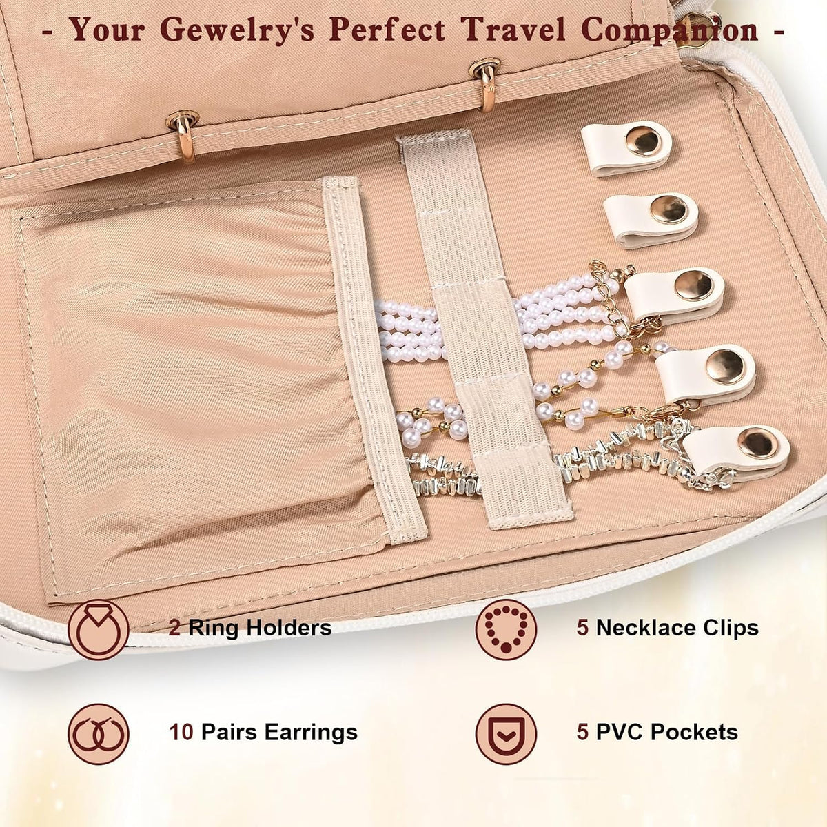 Travel Jewelry Case Organizer for Women, Jewelry Storage Book with Small Pouch, Travel Jewelry Bag Case for Traveling Necklace, Earrings, Rings, Bracelet Organizer