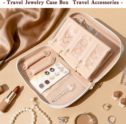 Travel Jewelry Case Organizer for Women, Jewelry Storage Book with Small Pouch, Travel Jewelry Bag Case for Traveling Necklace, Earrings, Rings, Bracelet Organizer