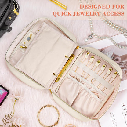 Travel Jewelry Case Organizer for Women, Jewelry Storage Book with Small Pouch, Travel Jewelry Bag Case for Traveling Necklace, Earrings, Rings, Bracelet Organizer