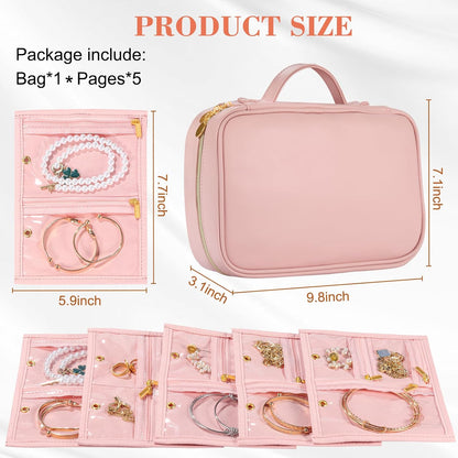 Travel Jewelry Case Organizer for Women, Jewelry Storage Book with Small Pouch, Travel Jewelry Bag Case for Traveling Necklace, Earrings, Rings, Bracelet Organizer