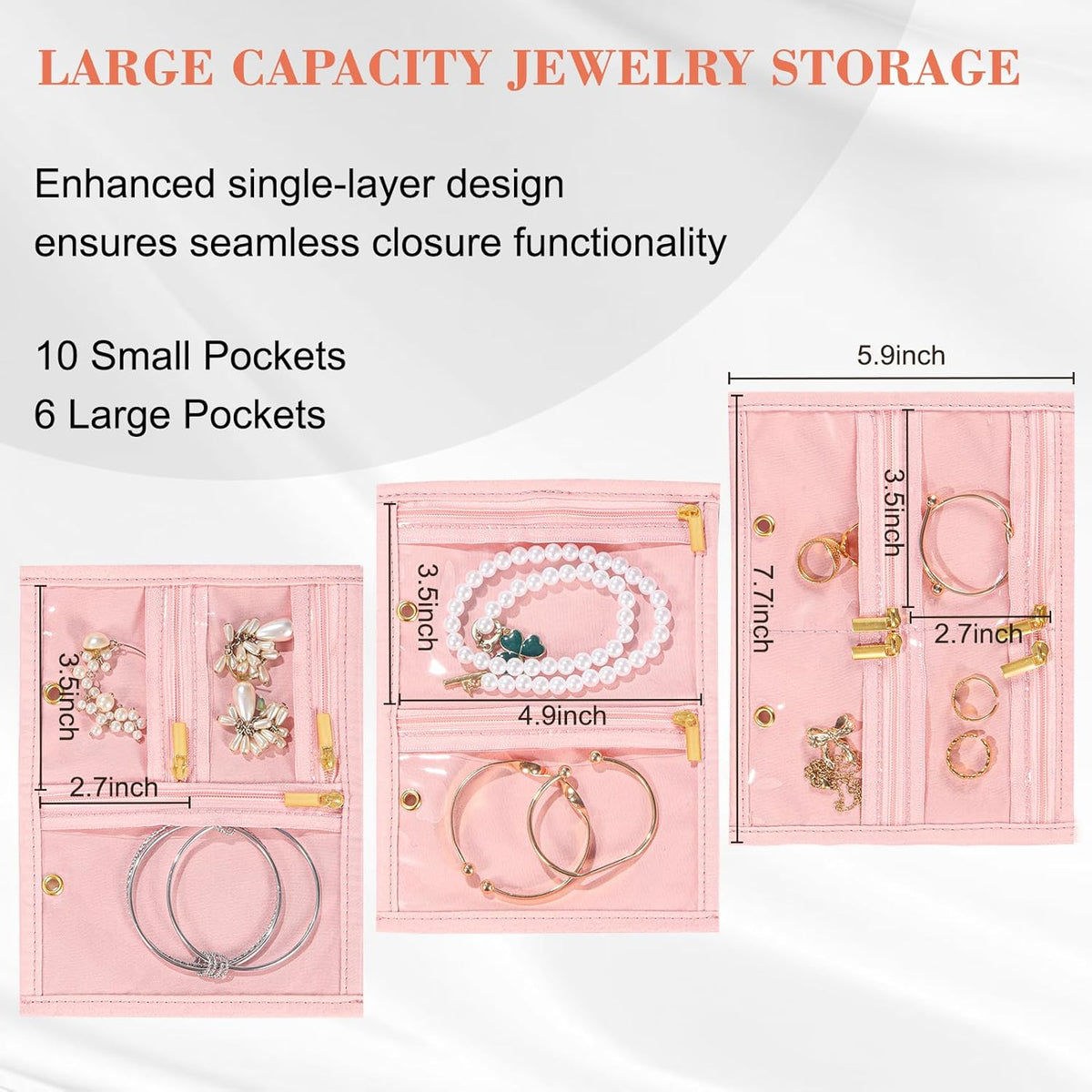 Travel Jewelry Case Organizer for Women, Jewelry Storage Book with Small Pouch, Travel Jewelry Bag Case for Traveling Necklace, Earrings, Rings, Bracelet Organizer