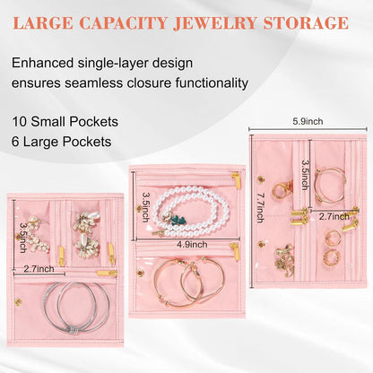 Travel Jewelry Case Organizer for Women, Jewelry Storage Book with Small Pouch, Travel Jewelry Bag Case for Traveling Necklace, Earrings, Rings, Bracelet Organizer