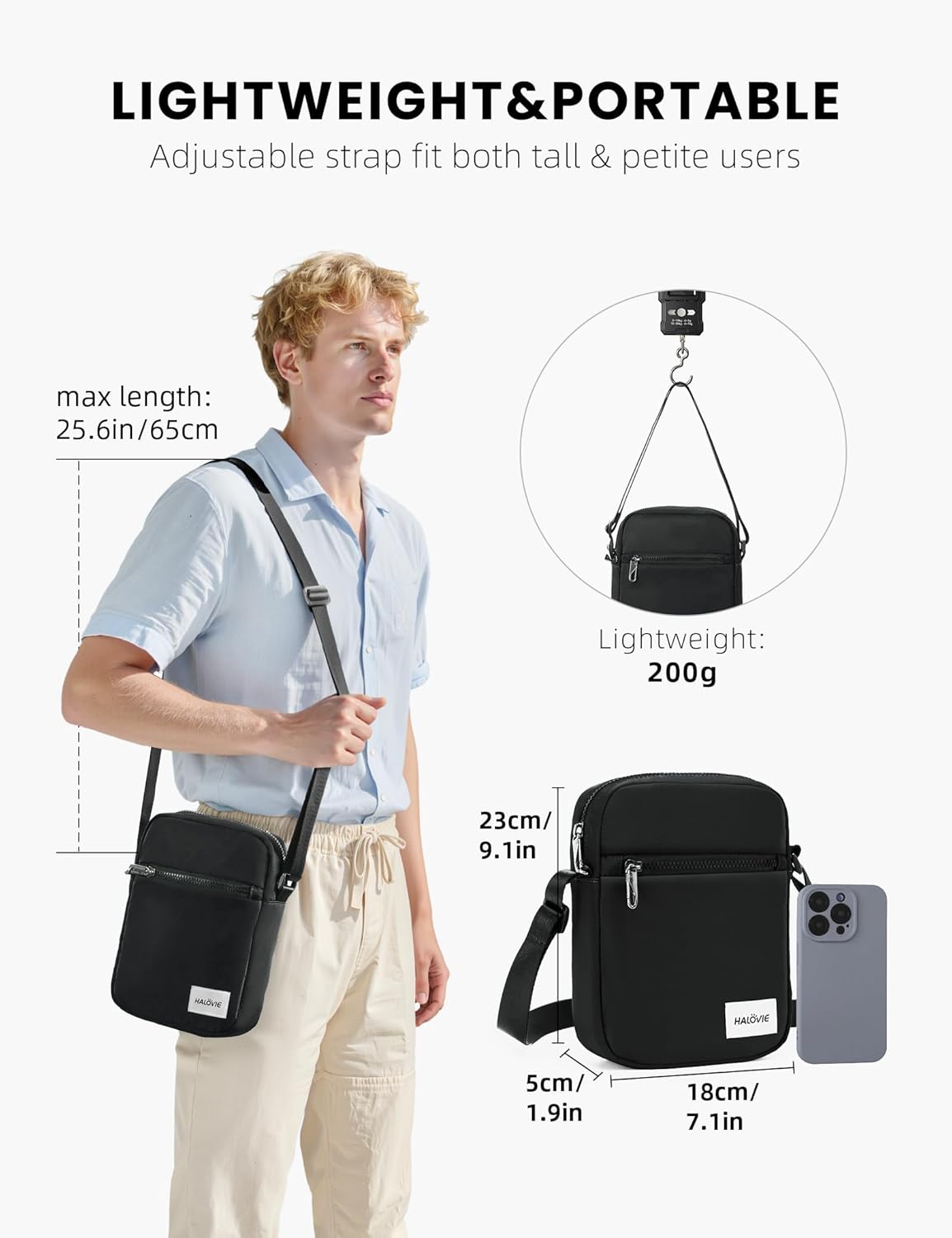 Small RFID Anti Theft Crossbody Bag Lightweight Sling Cross Body Bag Purse for Women Men for Travel Daily