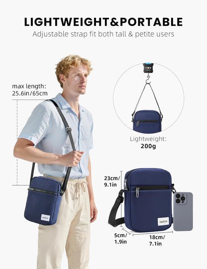 Small RFID Anti Theft Crossbody Bag Lightweight Sling Cross Body Bag Purse for Women Men for Travel Daily