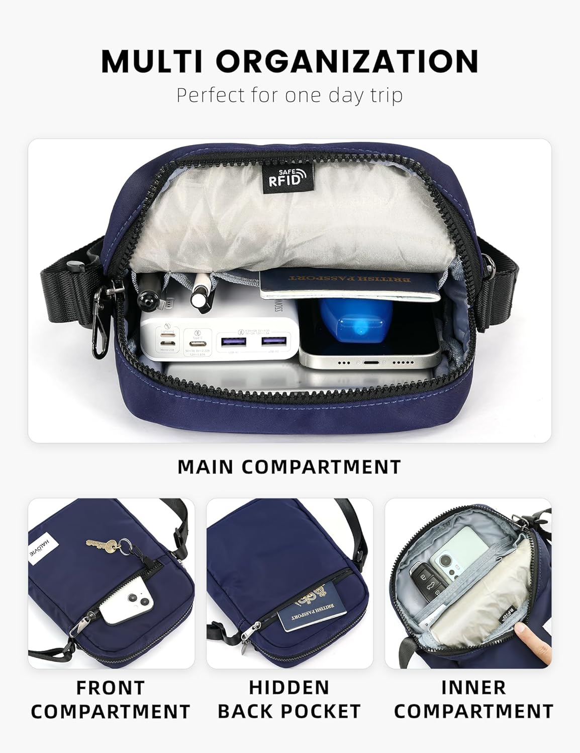 Small RFID Anti Theft Crossbody Bag Lightweight Sling Cross Body Bag Purse for Women Men for Travel Daily