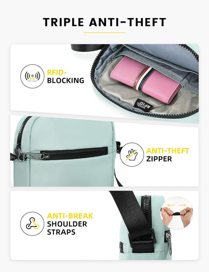Small RFID Anti Theft Crossbody Bag Lightweight Sling Cross Body Bag Purse for Women Men for Travel Daily