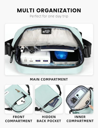 Small RFID Anti Theft Crossbody Bag Lightweight Sling Cross Body Bag Purse for Women Men for Travel Daily