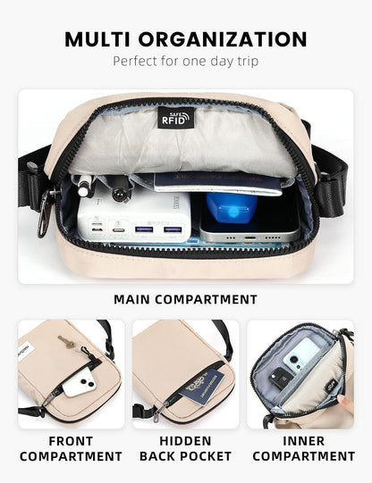Small RFID Anti Theft Crossbody Bag Lightweight Sling Cross Body Bag Purse for Women Men for Travel Daily