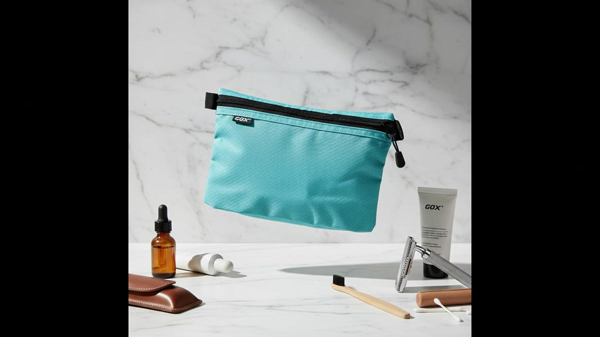 Small Toiletry Bag for Men Bulk Cosmetic Bag Dopp Kit Carry On Zipper Pouch Organization Nylon Small Packing Sack Water Repellent(Orange)