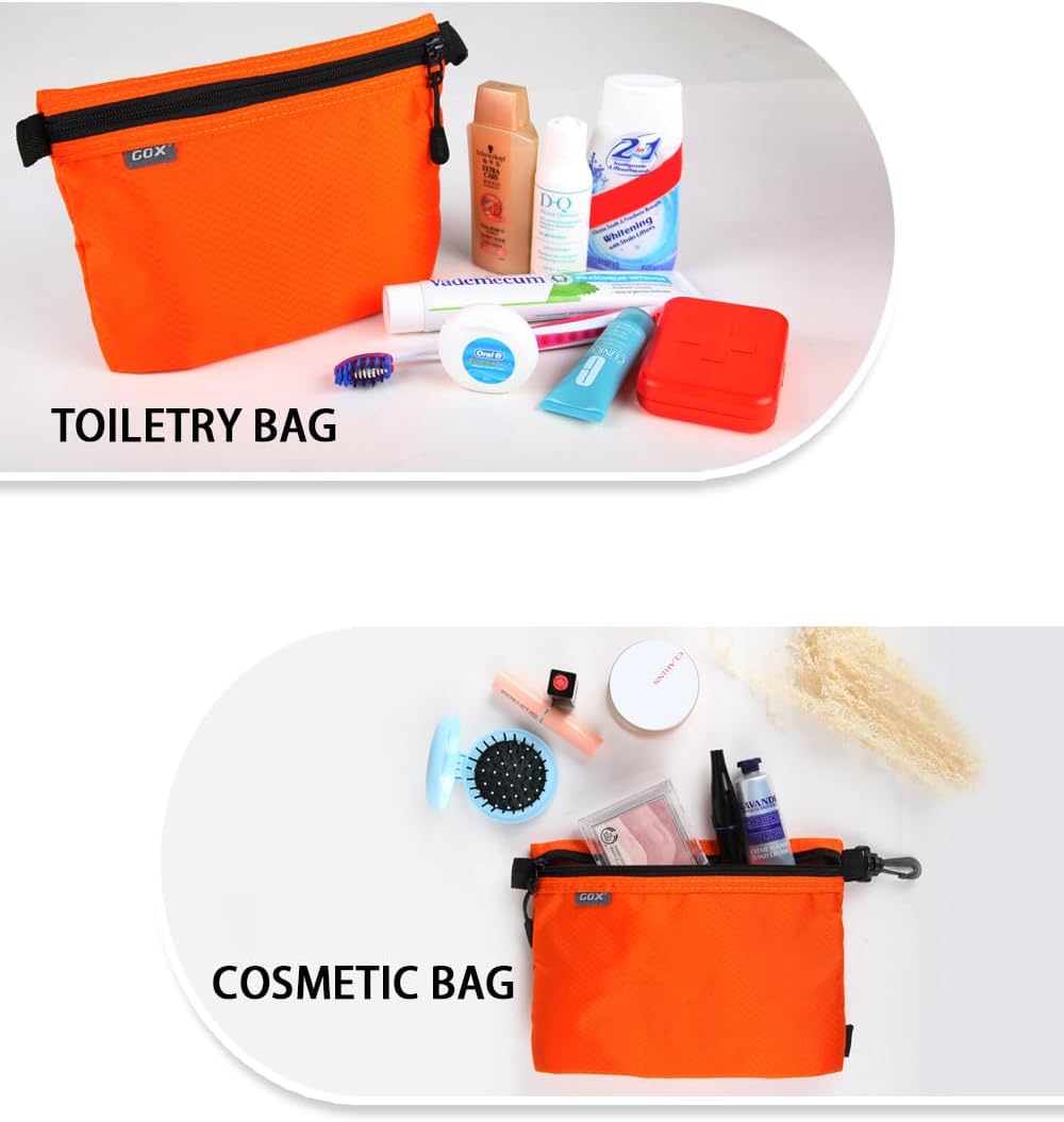 Small Toiletry Bag for Men Bulk Cosmetic Bag Dopp Kit Carry On Zipper Pouch Organization Nylon Small Packing Sack Water Repellent(Orange)