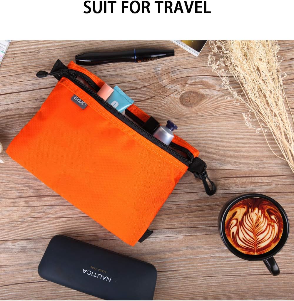 Small Toiletry Bag for Men Bulk Cosmetic Bag Dopp Kit Carry On Zipper Pouch Organization Nylon Small Packing Sack Water Repellent(Orange)