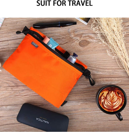 Small Toiletry Bag for Men Bulk Cosmetic Bag Dopp Kit Carry On Zipper Pouch Organization Nylon Small Packing Sack Water Repellent(Orange)