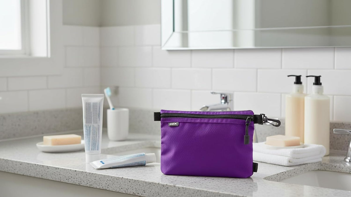 Small Toiletry Bag for Men Bulk Cosmetic Bag Dopp Kit Carry On Zipper Pouch Organization Nylon Small Packing Sack Water Repellent(Orange)