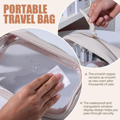 Toiletry Bag Waterproof Makeup Organizer Travel Size Clear - Makeup Cosmetic Organizer Water-resistant Portable Pouch PU Leather Washable Travel Essentials Makeup Bag 3 Pack