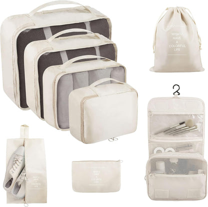 Packing Cubes, 8 Pcs Travel Packing Organizers for Suitcases, Large Capacity Travel Luggage Organizers Set includes 8 Storage Bags, Travel Essentials for Women or Men (Navy Blue)