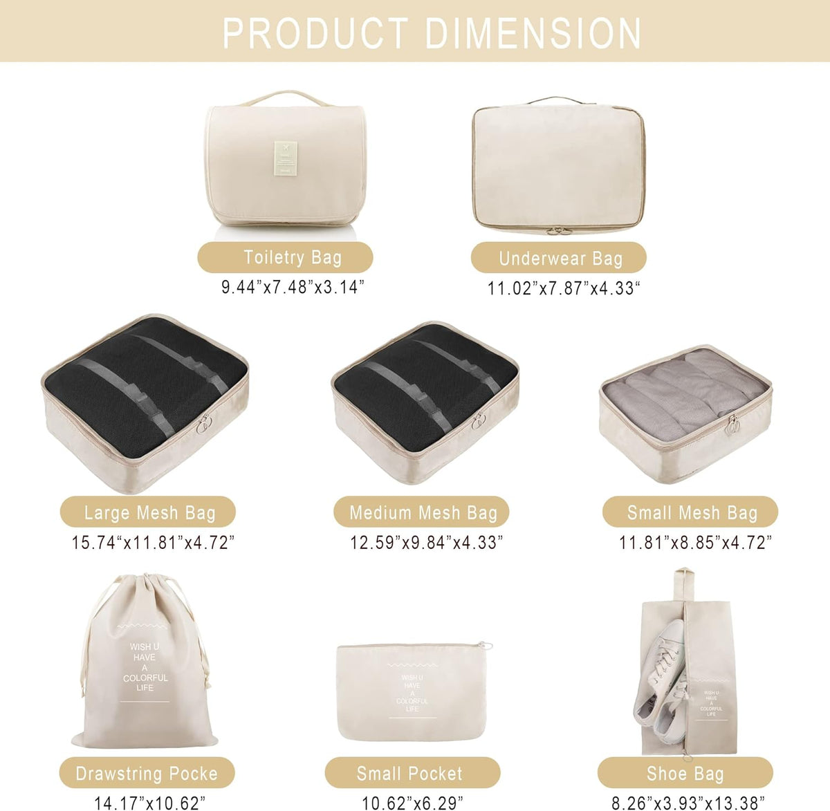 Packing Cubes, 8 Pcs Travel Packing Organizers for Suitcases, Large Capacity Travel Luggage Organizers Set includes 8 Storage Bags, Travel Essentials for Women or Men (Navy Blue)