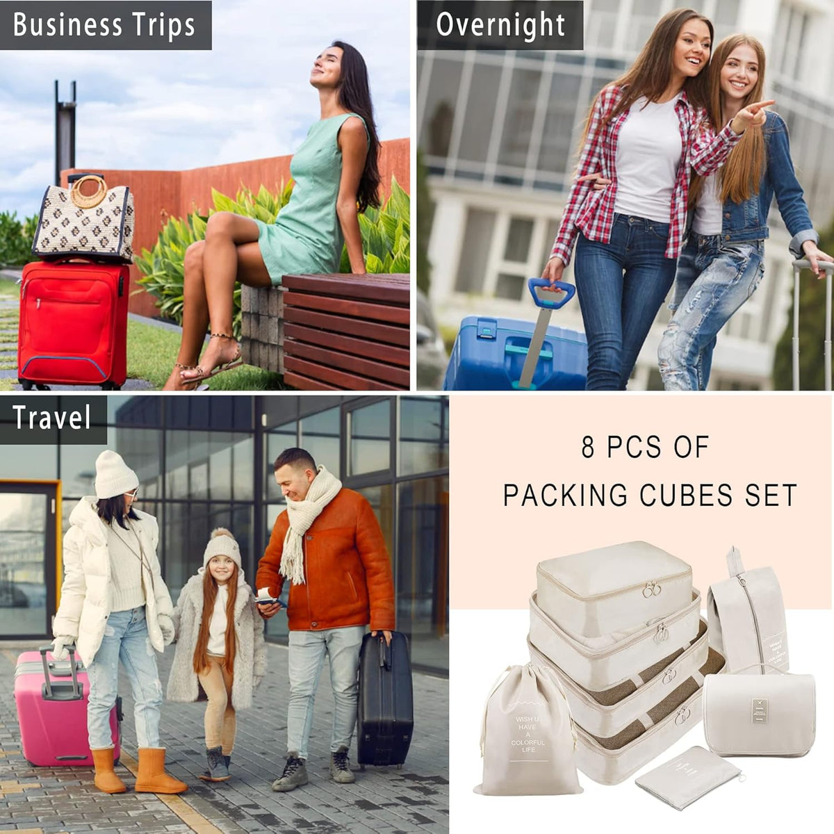 Packing Cubes, 8 Pcs Travel Packing Organizers for Suitcases, Large Capacity Travel Luggage Organizers Set includes 8 Storage Bags, Travel Essentials for Women or Men (Navy Blue)