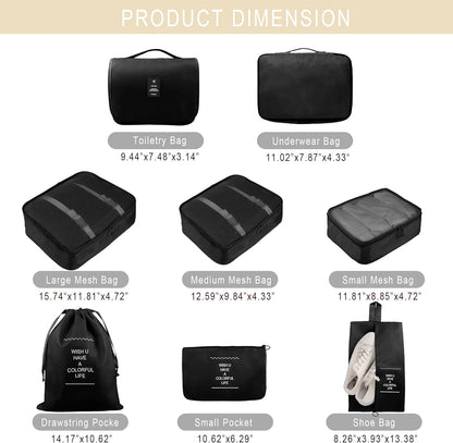 Packing Cubes, 8 Pcs Travel Packing Organizers for Suitcases, Large Capacity Travel Luggage Organizers Set includes 8 Storage Bags, Travel Essentials for Women or Men (Navy Blue)